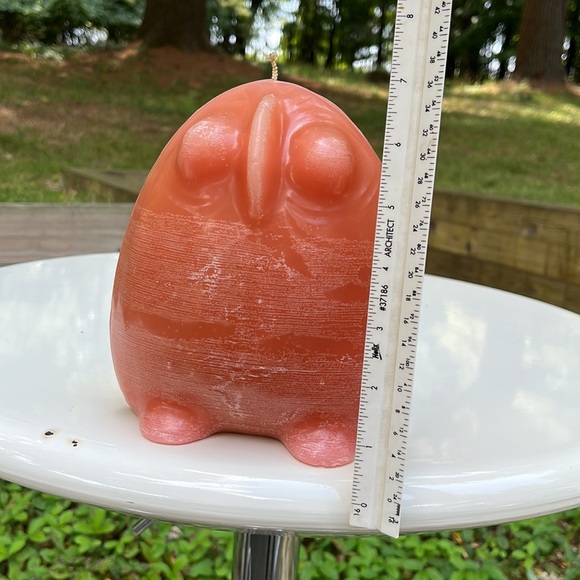 1970's Owl Candle in Muted Orange - Picture 6 of 8